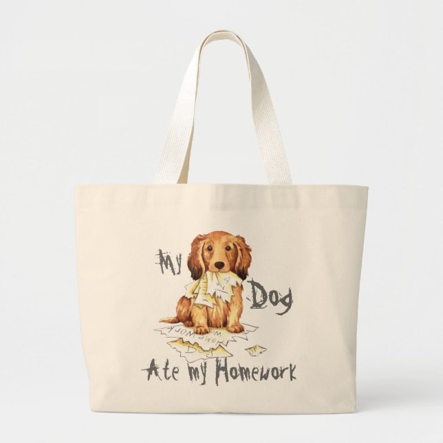 Bolso De Tela Gigante Mi duradero Dachshund se comió mi hogar (Frente)