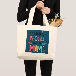 Bolso De Tela Gigante Mi gente favorita me llama mi mamá floral gracios
