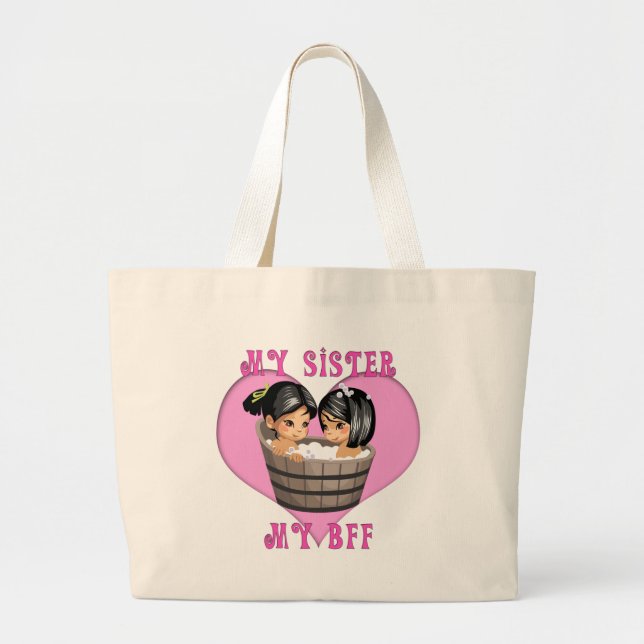 Bolso De Tela Gigante Mi hermana MI BFF Bath (Frente)