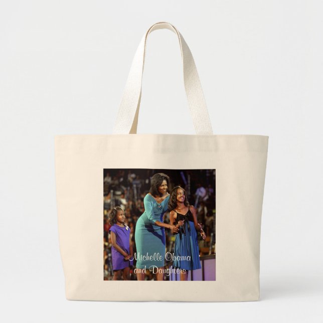 Bolso De Tela Gigante Michelle Obama e hijas (Frente)