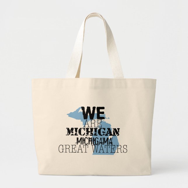 Bolso De Tela Gigante Michigan Tribal Michigama Great Waters Up North (Frente)