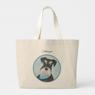 Bolso De Tela Gigante Miniatura de pintura Schnauzer Mascota Perro Art