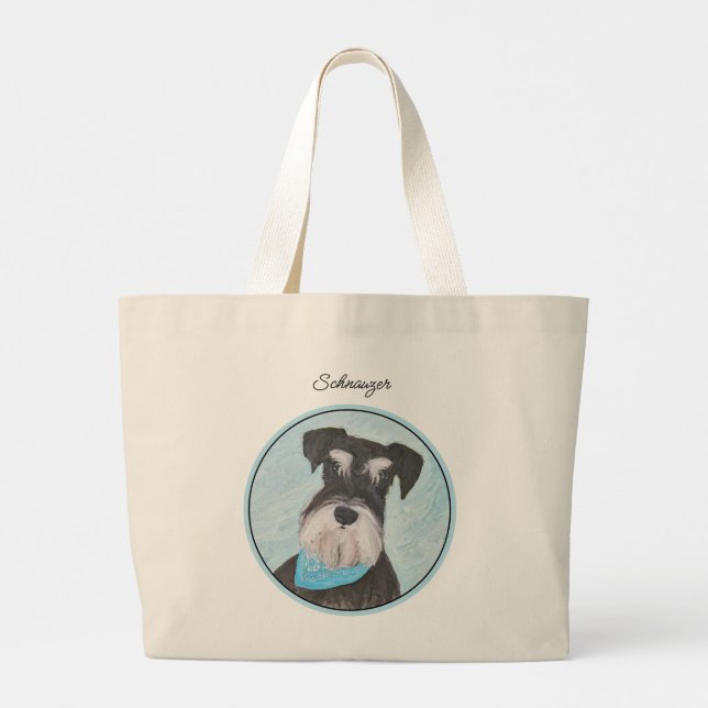 Bolso De Tela Gigante Miniatura de pintura Schnauzer Mascota Perro Art (Reverso)
