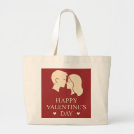 Bolso De Tela Gigante Minimal Couple Silhouette Romantic Valentines Day 