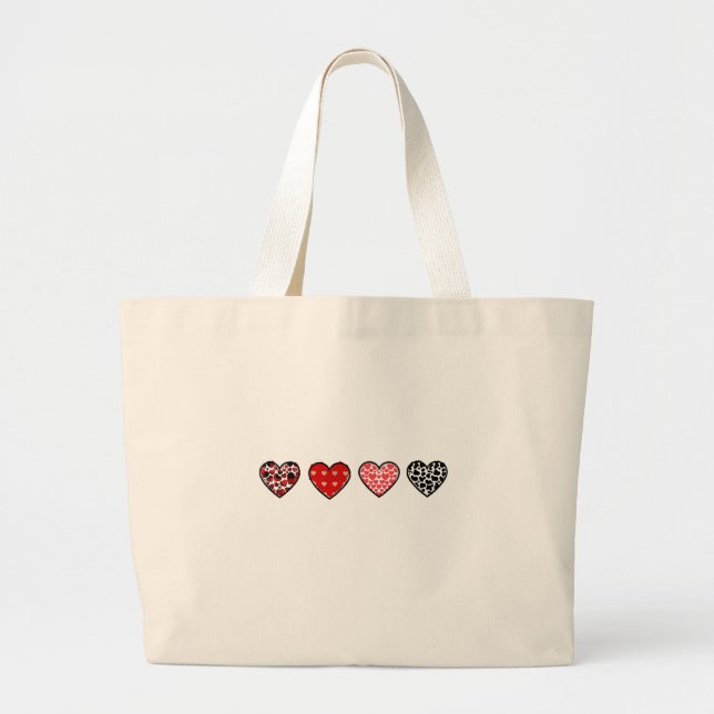 Bolso De Tela Gigante minimal valentine hearts / “cute love pattern” (Frente)