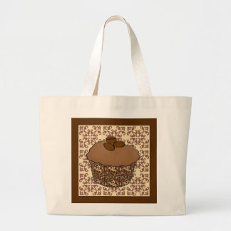 Bolso De Tela Gigante Mocha / Café Pastel escarlatado, fondo de encaje