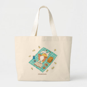 Bolso De Tela Gigante Mochi en un picnic kawaii adornado Tote de diseño 