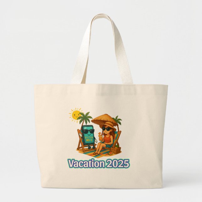 Bolso De Tela Gigante Moda de vacaciones Tote Bag - Fun Beach Vibes Digi (Frente)