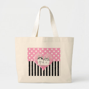 Bolso De Tela Gigante Modelo rosado de los perros esquimales