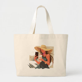 Bolso De Tela Gigante Modern Art Girl With A Hat
