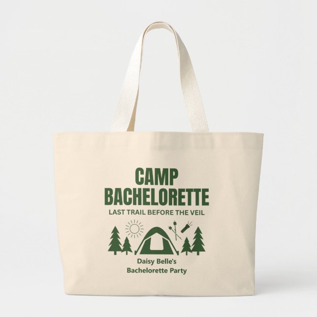 Bolso De Tela Gigante Modern Camp Bachelorette Green (Frente)