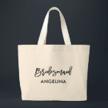 Bolso De Tela Gigante Moderna guía de pincel de moda para dama de honor<br><div class="desc">Moderna herramienta de estilo Brush Script Bridesmaid Tote Bag</div>