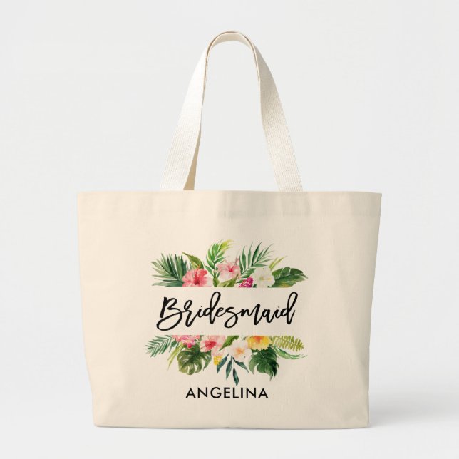 Bolso De Tela Gigante Moderno Guión de Pincel Cristina de Brisas Tropica (Frente)