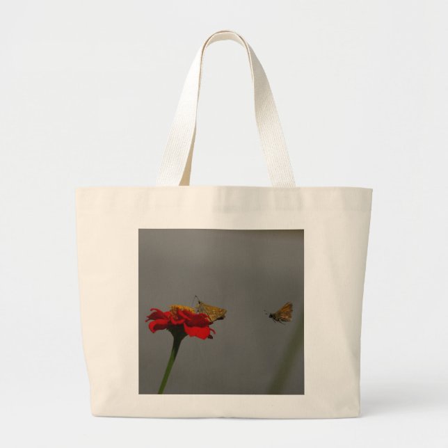 Bolso De Tela Gigante Modos y zinnia roja (Frente)