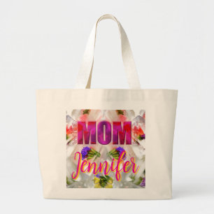 Bolso De Tela Gigante 'Mom-Boss-Fire' – Diseño floral en cubos 