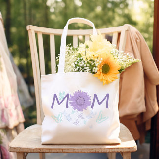 Bolso De Tela Gigante MOM de girasol morado | Mariposas acuáticas