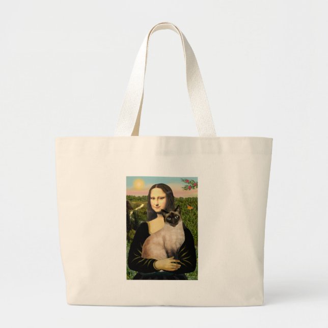 Bolso De Tela Gigante Mona Lisa - gato siamés de Seal Point (Frente)