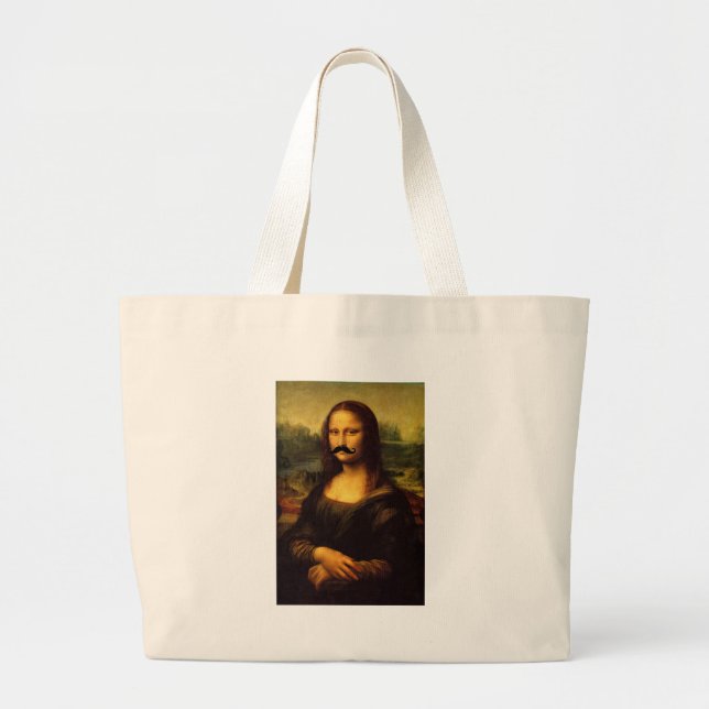 Bolso De Tela Gigante Mona Lisa With Mustache (Frente)