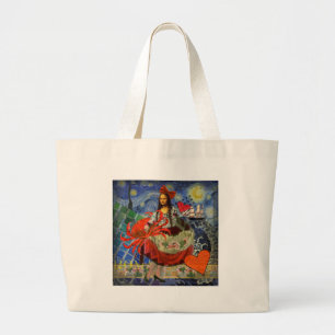 Bolso De Tela Gigante Mona Lisa y Cangrejo