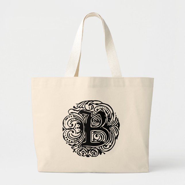 Bolso De Tela Gigante Monarchia Black "B" (Frente)