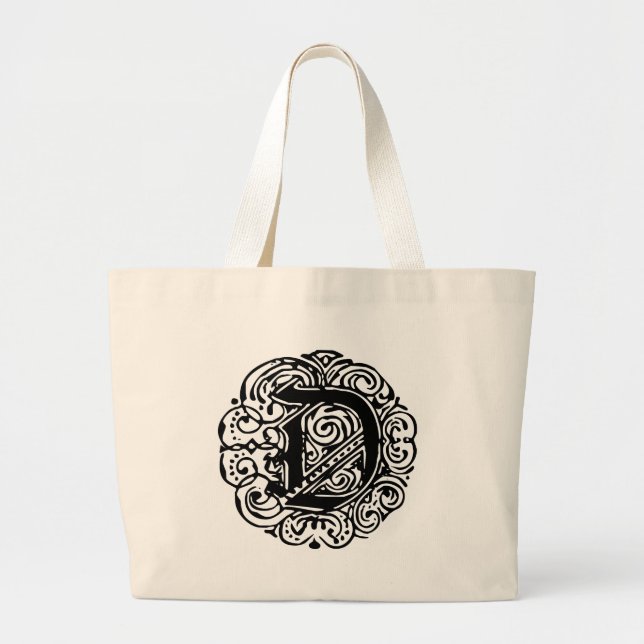 Bolso De Tela Gigante Monarchia Black "D" (Frente)