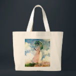 Bolso De Tela Gigante Monet artístico "Mujer con parosel rosado"<br><div class="desc">Monet "Mujer con parosel rosado"</div>