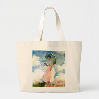 Bolso De Tela Gigante Monet artístico "Mujer con parosel rosado"