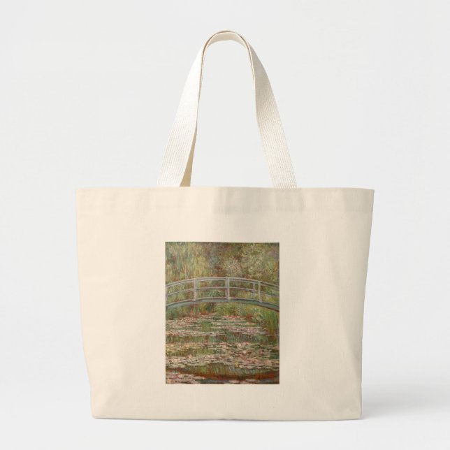 Bolso De Tela Gigante Monet French Japanese Bridge Art (Frente)