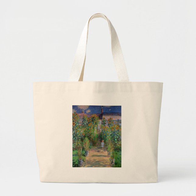 Bolso De Tela Gigante Monet Garden Vetheuil Impresionim Pintura (Frente)