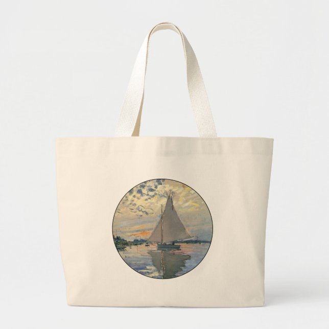 Bolso De Tela Gigante Monet Sailboat Impresionismo Francés Arte Clásico (Frente)