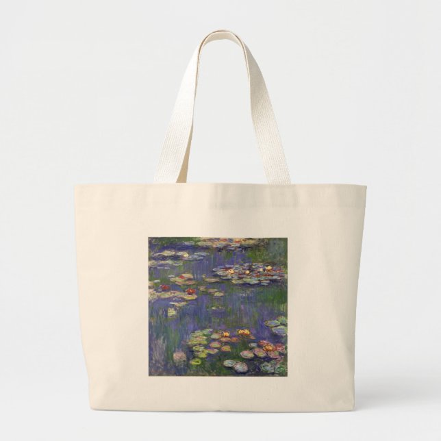 Bolso De Tela Gigante Monet Water Lilies Masterpiece Pintura (Frente)