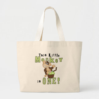 Bolso De Tela Gigante Mono verde Fiesta Primer cumpleaños camisetas y re