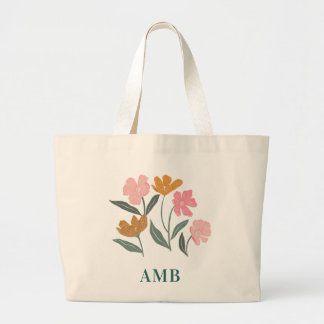 Bolso De Tela Gigante Monogram Floral Illustrated Botanical Bridesmaid