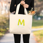Bolso De Tela Gigante Monograma 3D del moderno juego de palabras diverti<br><div class="desc">Bolsa monogramada con tu nombre personalizado como una sombra inicial en cítricos brillantes y menta. Moderno,  minimalista,  simple y divertido,  este diseño basado en la tipografía hace un regalo fresco y personalizado.</div>
