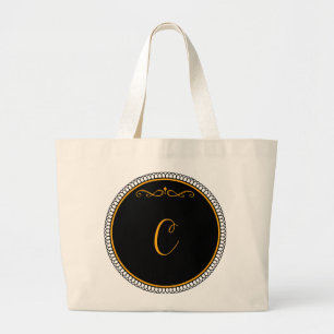 Bolso De Tela Gigante Monograma 'C' dorado sobre negro