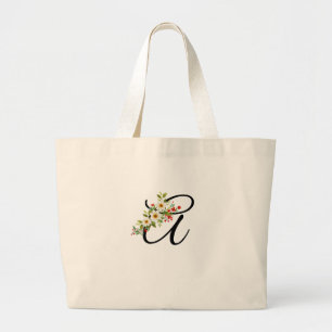 Bolso De Tela Gigante Monograma clásico flores rojas y blancas regalo pa