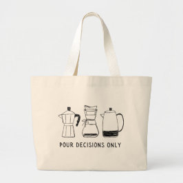 Bolso De Tela Gigante Monograma de decisiones del café retro divertido L
