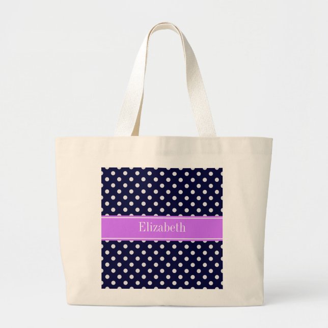 Bolso De Tela Gigante Monograma de los puntos del lino de Polka blanco a (Frente)