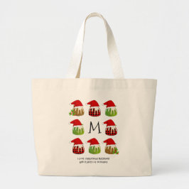 Bolso De Tela Gigante Monograma de navidades Santa Puddings