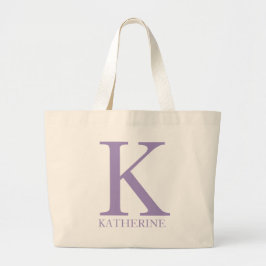 Bolso De Tela Gigante Monograma de nombre personalizado púrpura inicial