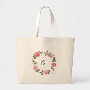 Bolso De Tela Gigante Monograma de Rosa suave