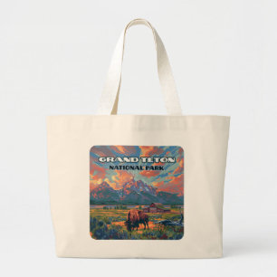 Bolso De Tela Gigante Montañas del parque nacional del Gran Tetón Bison