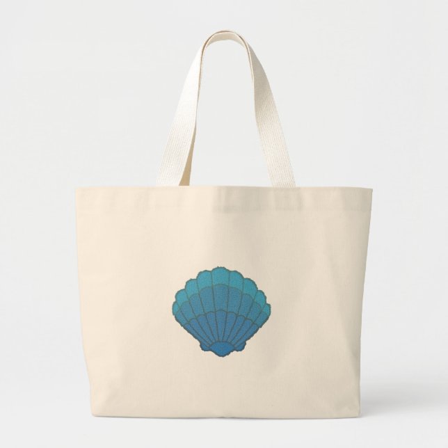 Bolso De Tela Gigante Mosaico azul de conchas marinas (Frente)