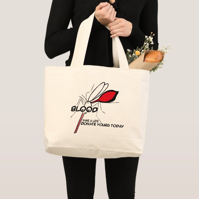 Bolso De Tela Gigante mosquito que promueve donaciones de sangre (Anverso (producto))