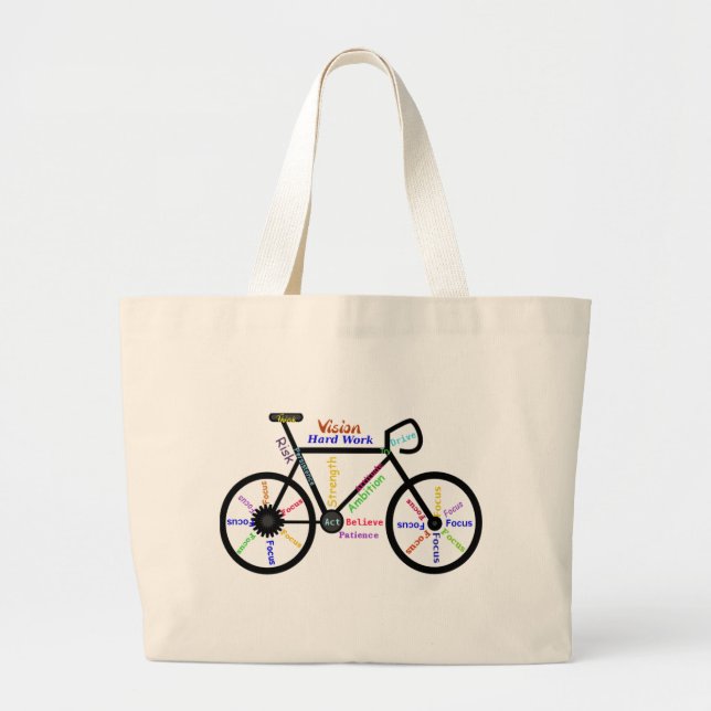 Bolso De Tela Gigante Motivacional Bicicleta, Ciclo, Bicicleta, Palabras (Frente)