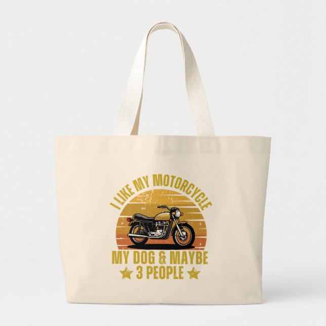 Bolso De Tela Gigante Motocicleta de perro (Frente)