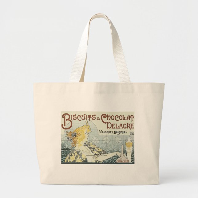 Bolso De Tela Gigante Mujer Art Nouveau de chocolate (Frente)