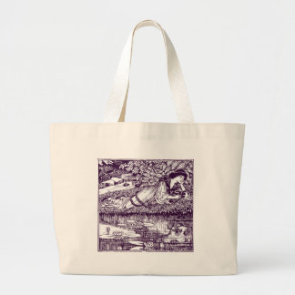 Bolso De Tela Gigante Mujer Art Nouveau leyendo junto a un estanque de l