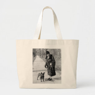 Bolso De Tela Gigante Mujer con el bulldog francés, los años 20