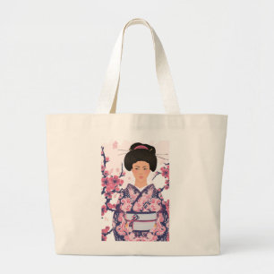 Bolso De Tela Gigante Mujer japonesa ilustrada